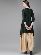 Juniper Women Jadegreen Rayon Slub Solid Asymmetric Kurta - Distacart