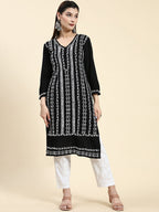 HOUSE OF KARI Ethnic Motifs Embroidered Chikankari Straight Kurta
