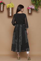 Juniper Womens Black Georgette Bandhani Print Kurta - Distacart
