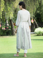 Juniper Women's Ivory Georgette Printed Anarkali Kurta - Distacart
