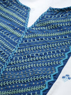 Juniper Women Blue Cotton Embroidered & Printed Tiered Dress - Distacart