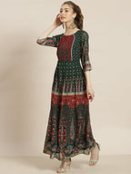 Juniper Womens Jadegreen Georgette Foil Print Maxi Dress - Distacart
