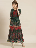 Juniper Womens Jadegreen Georgette Foil Print Maxi Dress - Distacart