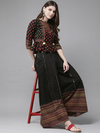 Juniper Womens Black Floral Printed Cambric Clothing Set - Distacart