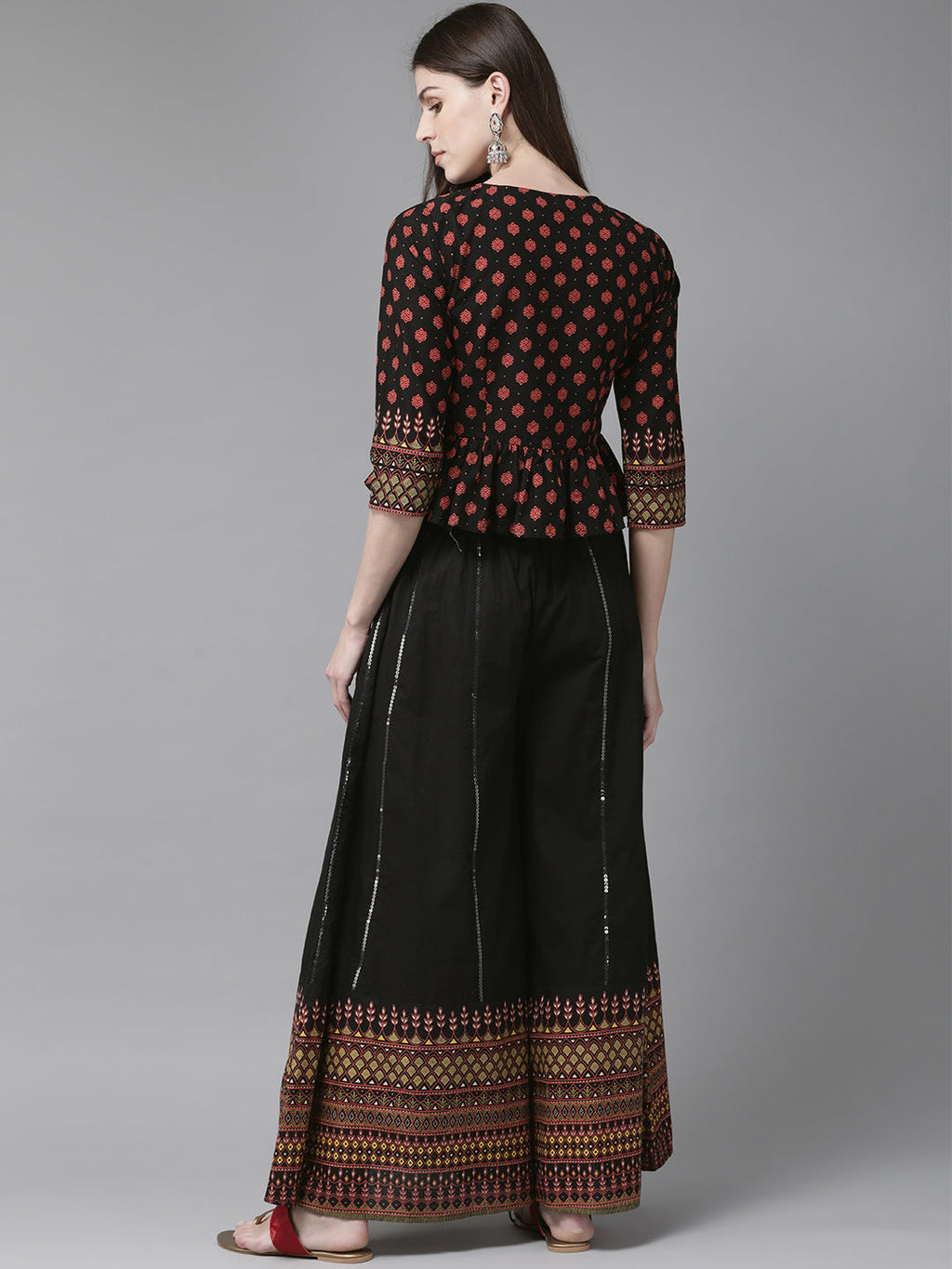 Juniper Womens Black Floral Printed Cambric Clothing Set - Distacart