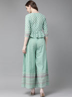 Juniper Womens Mint Floral Printed Cambric Clothing Set - Distacart