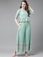 Juniper Womens Mint Floral Printed Cambric Clothing Set - Distacart
