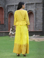Juniper Women's Yellow Cambric Printed Peplum Clothing Set - Distacart