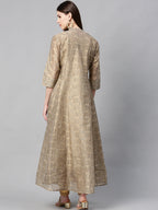 Juniper Women Beige Chanderi Silk Printed Anarkali Kurta - Distacart