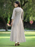 Juniper Women's Beige Chanderi Silk Printed Anarkali Kurta - Distacart