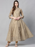 Juniper Women Beige Chanderi Silk Printed Anarkali Kurta - Distacart