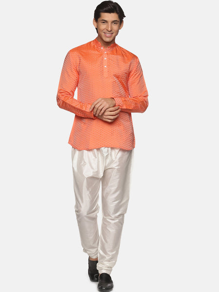 Sethukrishna Mens Orange Kurta with Pyjamas
