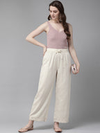 Juniper Women Offwhite Rayon Flex Solid Wide Leg Palazzo - Distacart