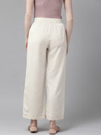 Juniper Women Offwhite Rayon Flex Solid Wide Leg Palazzo - Distacart