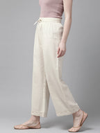 Juniper Women Offwhite Rayon Flex Solid Wide Leg Palazzo - Distacart