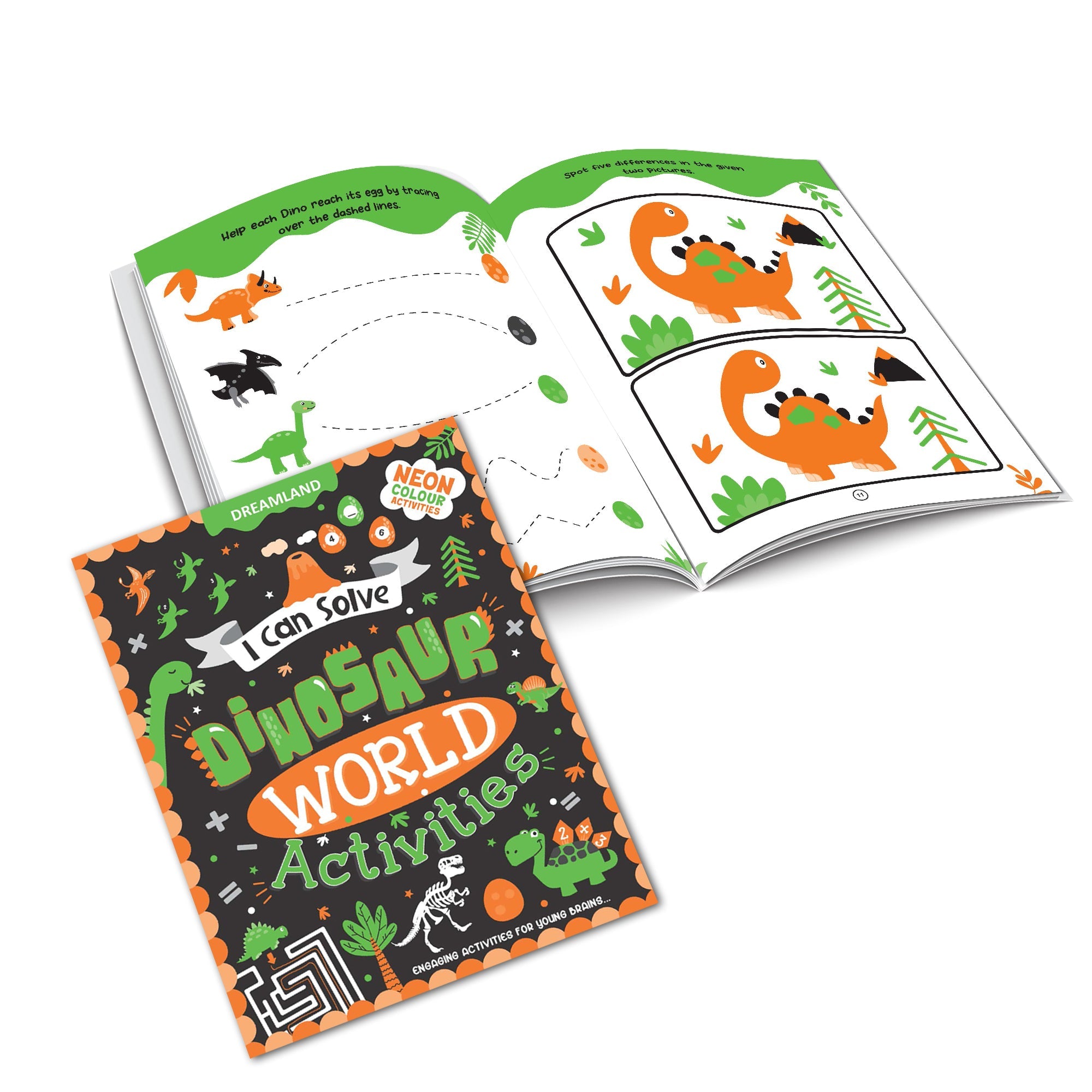 Dreamland Publications Dinosaur World Activities - I Can Solve Activity Book for Kids Age 4- 8 Years | With Colouring Pages, Mazes, Dot-to-Dots - Distacart