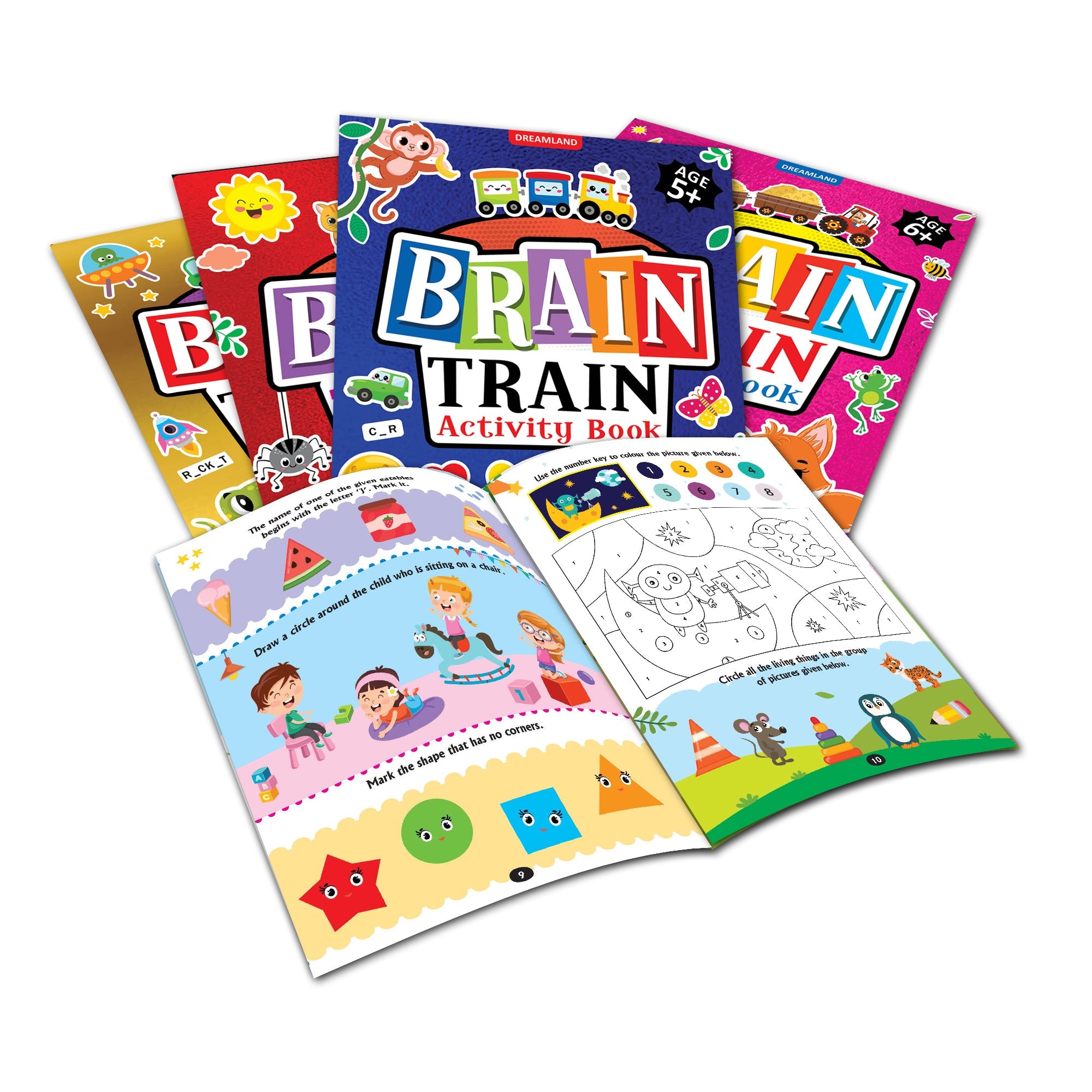 Dreamland Publications Brain Train Activity Book for Kids Age 5+ - With Colouring Pages, Mazes, Puzzles and Word searches Activities - Distacart