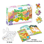 Dreamland Publications Dinosaurs World Jigsaw Puzzle for Kids – 96 Pcs | With Colouring & Activity Book and 3D Model - Distacart