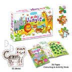 Dreamland Publications At the Jungle Jigsaw Puzzle for Kids – 96 Pcs | With Colouring & Activity Book and 3D Model - Distacart
