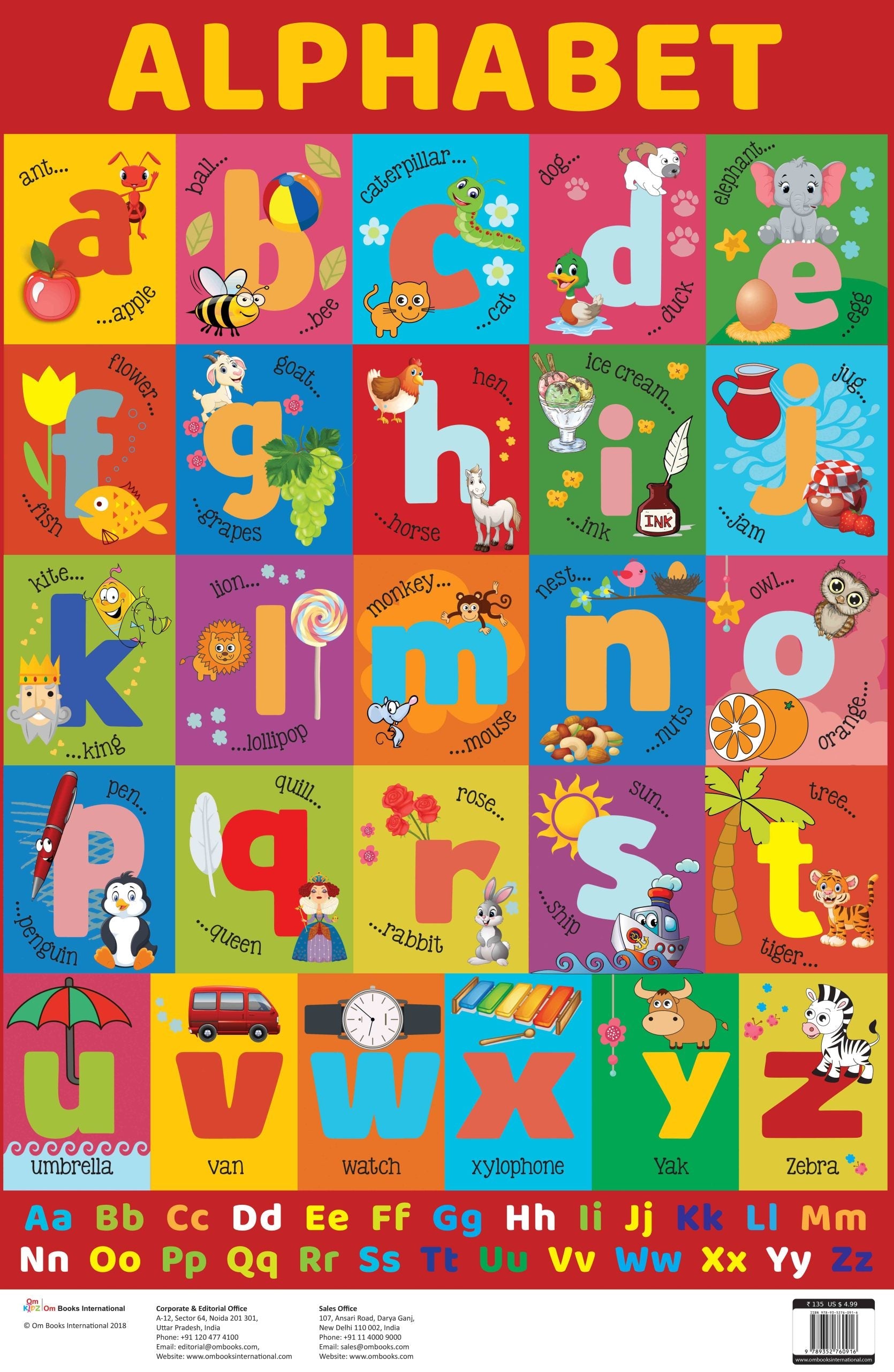 Alphabet (Small Letters) : Charts - Om Books - Distacart