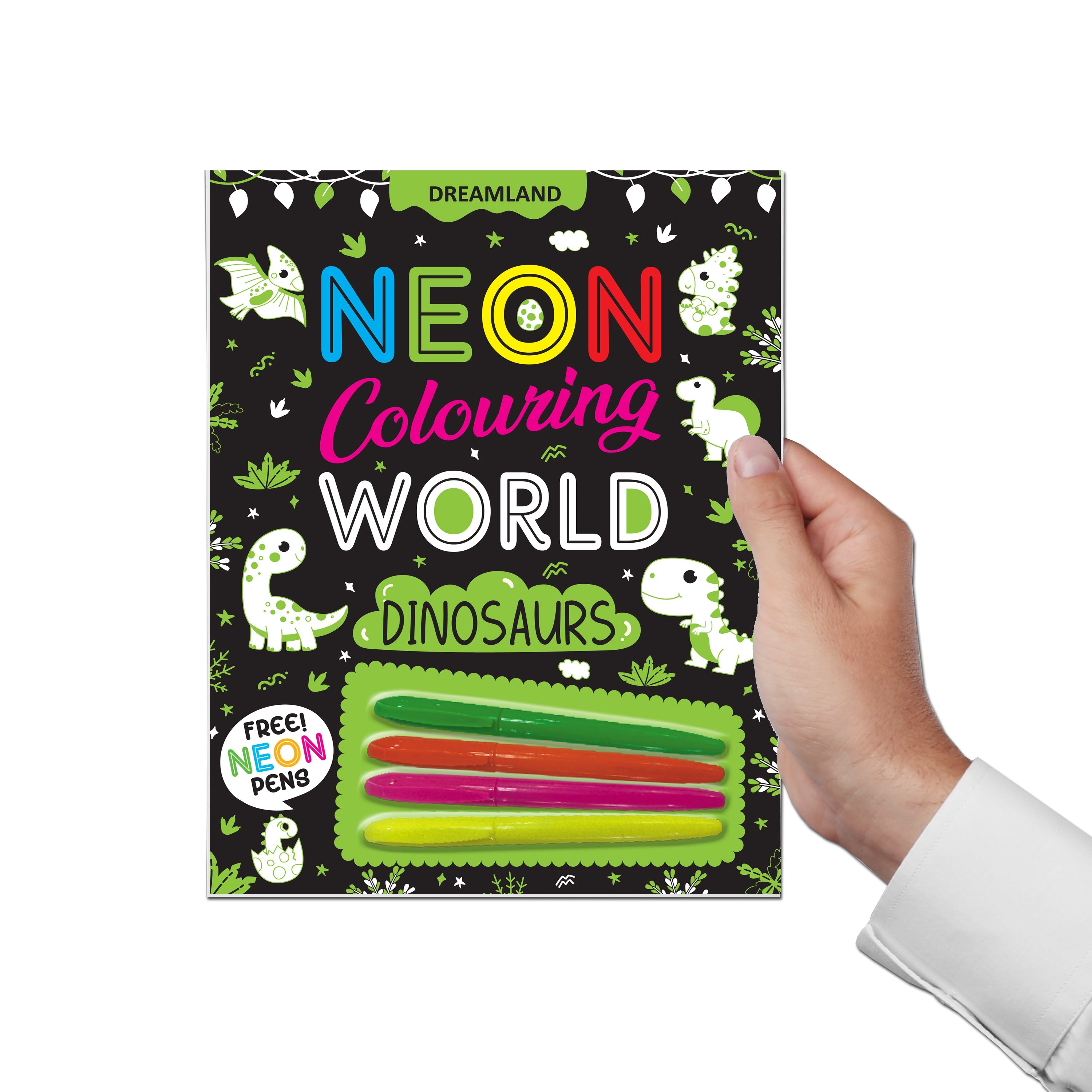Dreamland Publications Dinosaurs Neon Colouring World Book for Kids Age 4 - 7 years with Neon Pens - Distacart