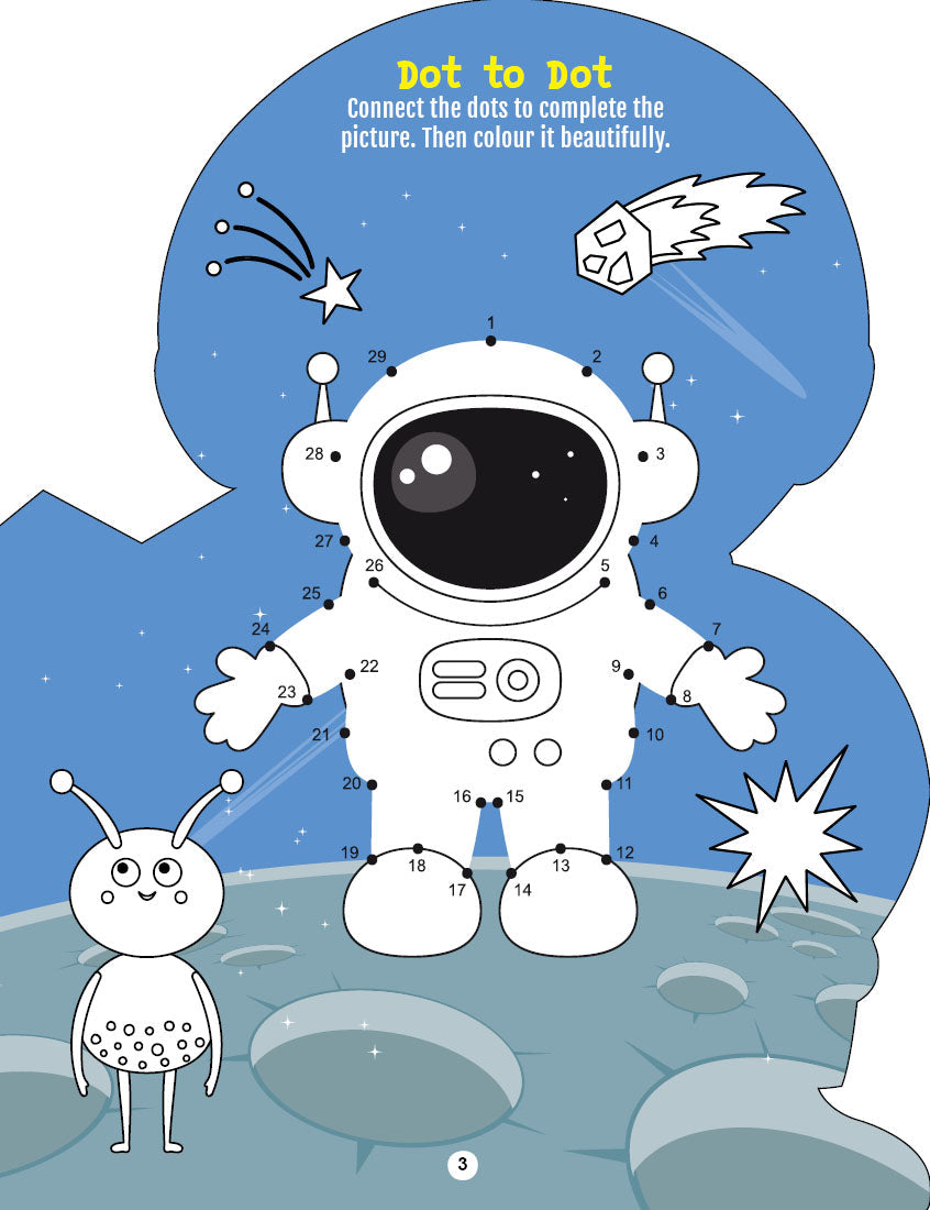 Dreamland Publications Step into the Space World - Activity and Colouring Fun Book for Age 4+ - Distacart