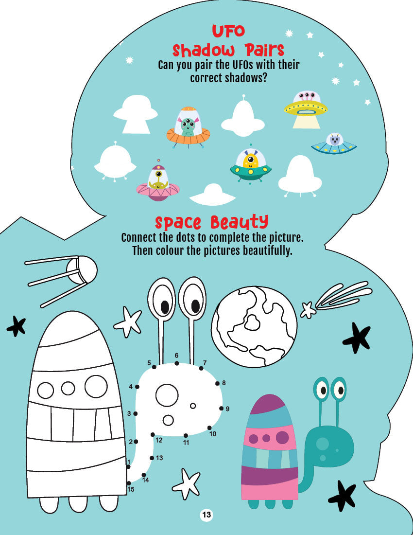 Dreamland Publications Step into the Space World - Activity and Colouring Fun Book for Age 4+ - Distacart