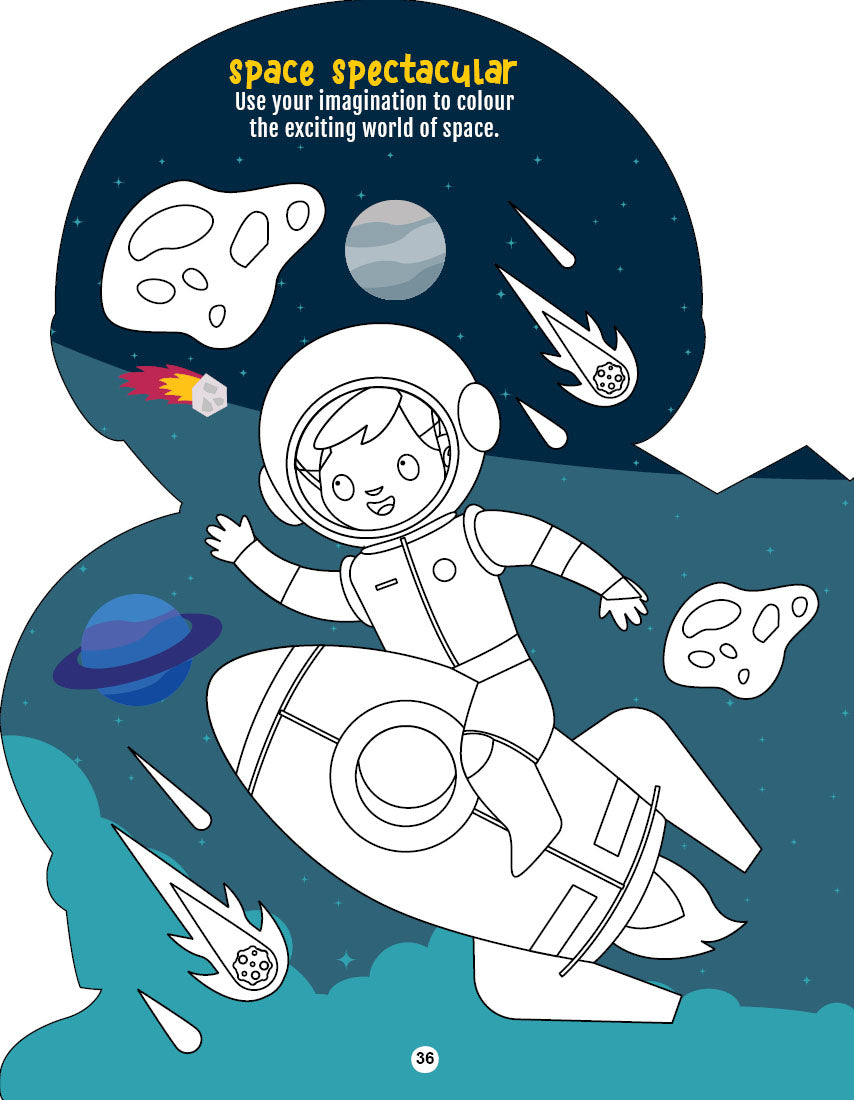 Dreamland Publications Step into the Space World - Activity and Colouring Fun Book for Age 4+ - Distacart