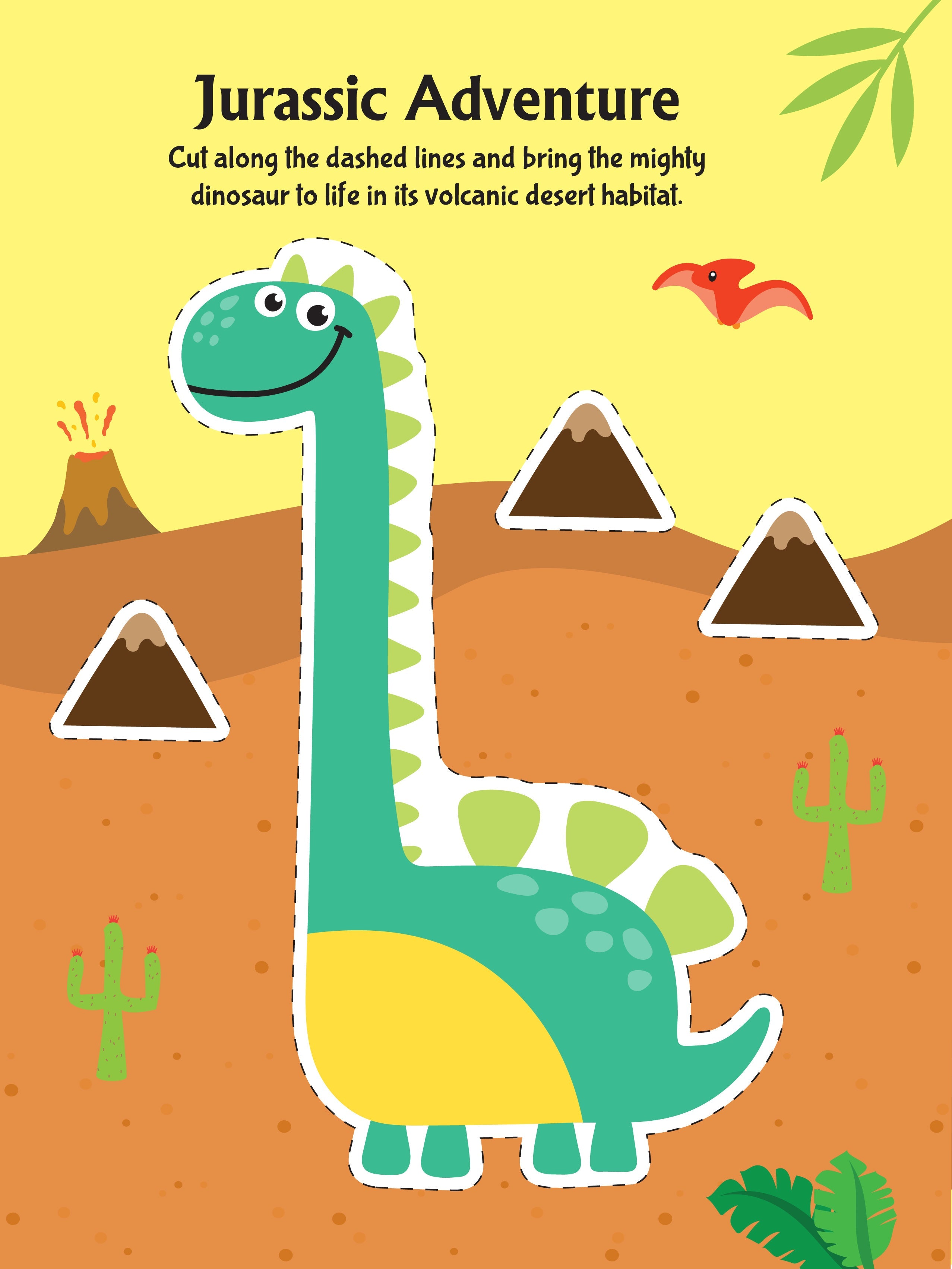 Dreamland Publications Daring Dino Scissors Skills Activity Book for Kids Age 4 - 7 years | With Child- Safe Scissors, Games and Mask - Distacart