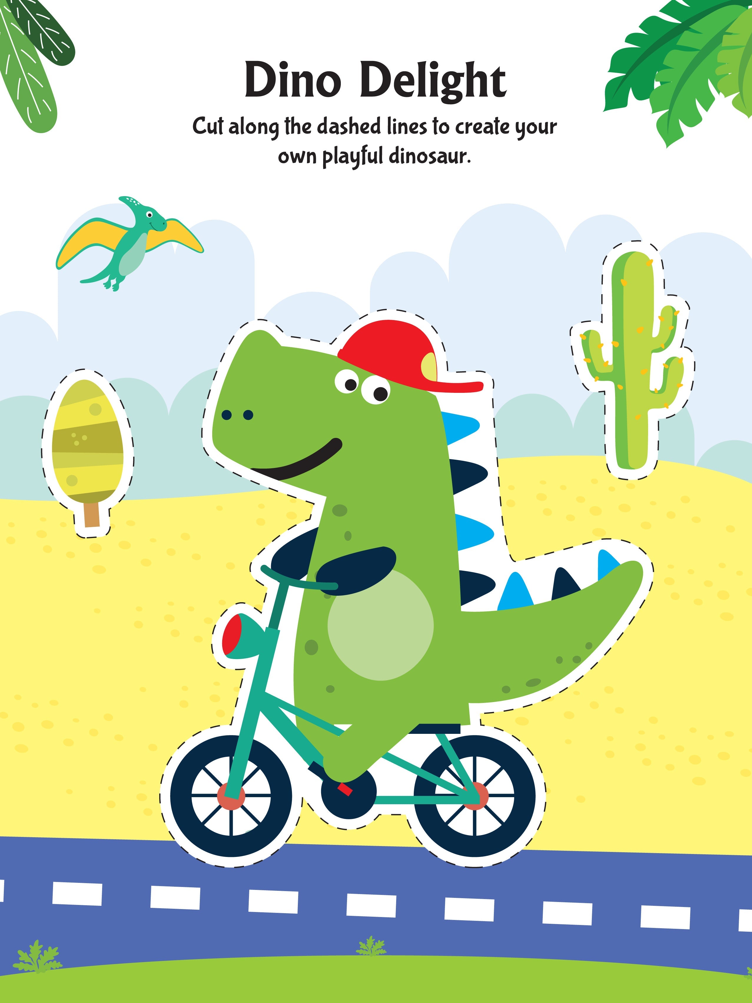 Dreamland Publications Daring Dino Scissors Skills Activity Book for Kids Age 4 - 7 years | With Child- Safe Scissors, Games and Mask - Distacart