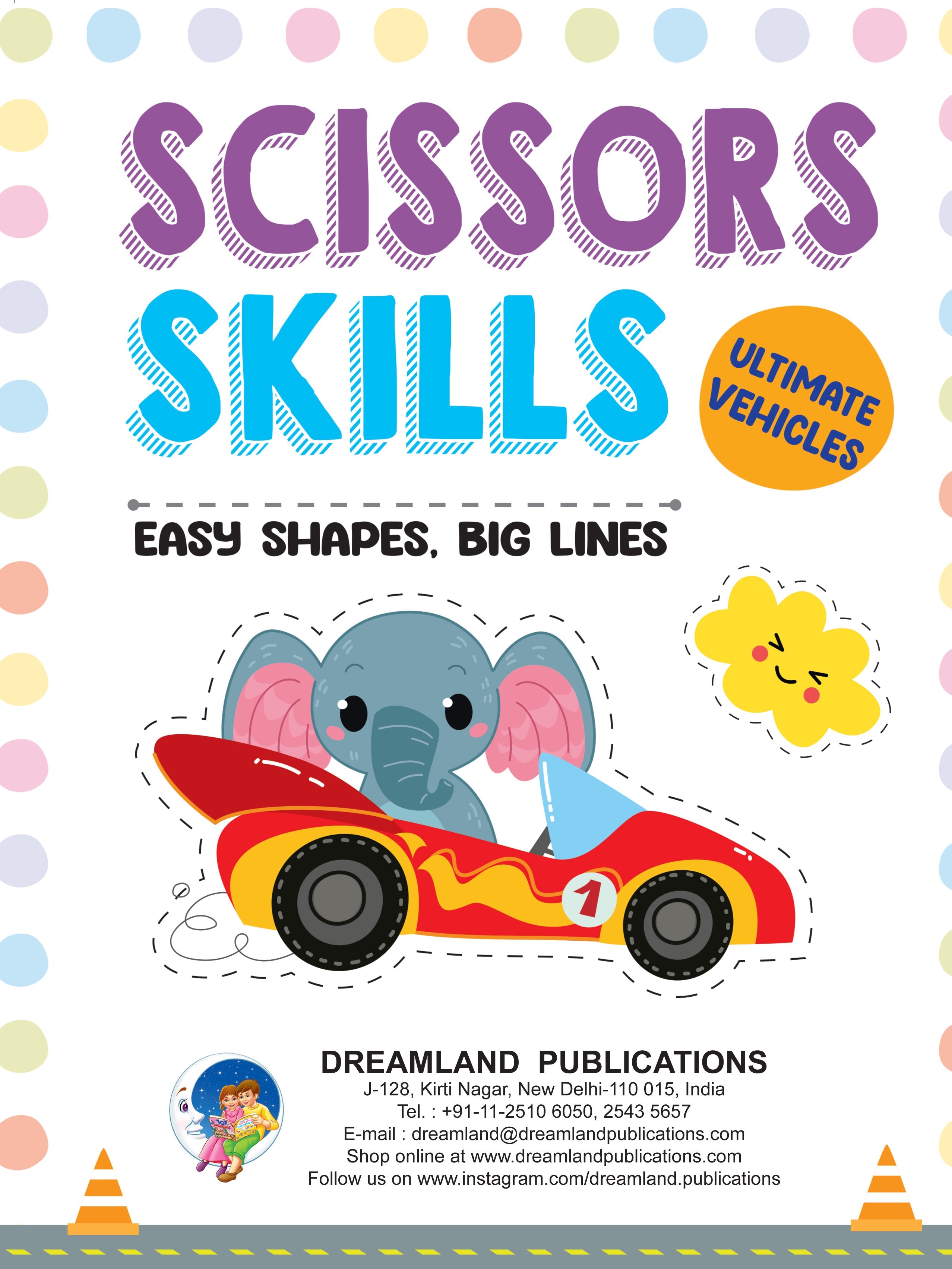 Dreamland Publications Ultimate Vehicles Scissors Skills Activity Book for Kids Age 4 - 7 years | With Child- Safe Scissors, Games and Mask - Distacart