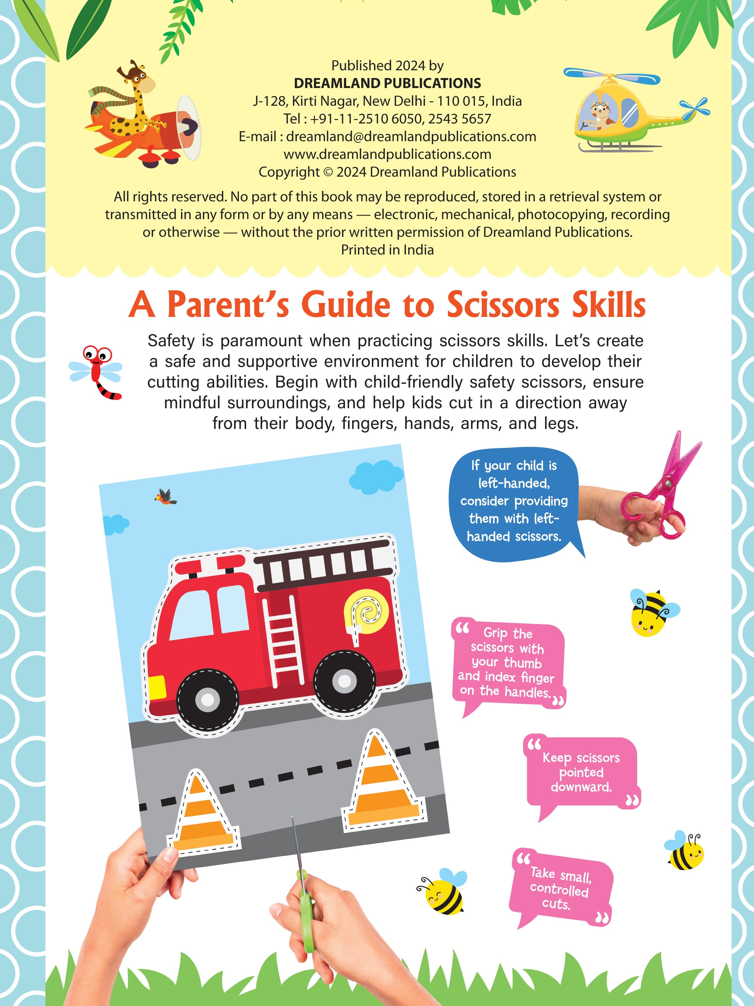 Dreamland Publications Ultimate Vehicles Scissors Skills Activity Book for Kids Age 4 - 7 years | With Child- Safe Scissors, Games and Mask - Distacart