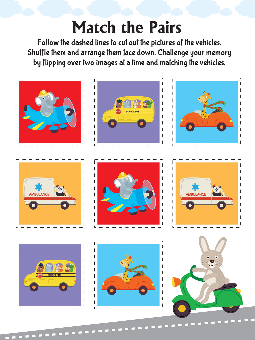 Dreamland Publications Ultimate Vehicles Scissors Skills Activity Book for Kids Age 4 - 7 years | With Child- Safe Scissors, Games and Mask - Distacart