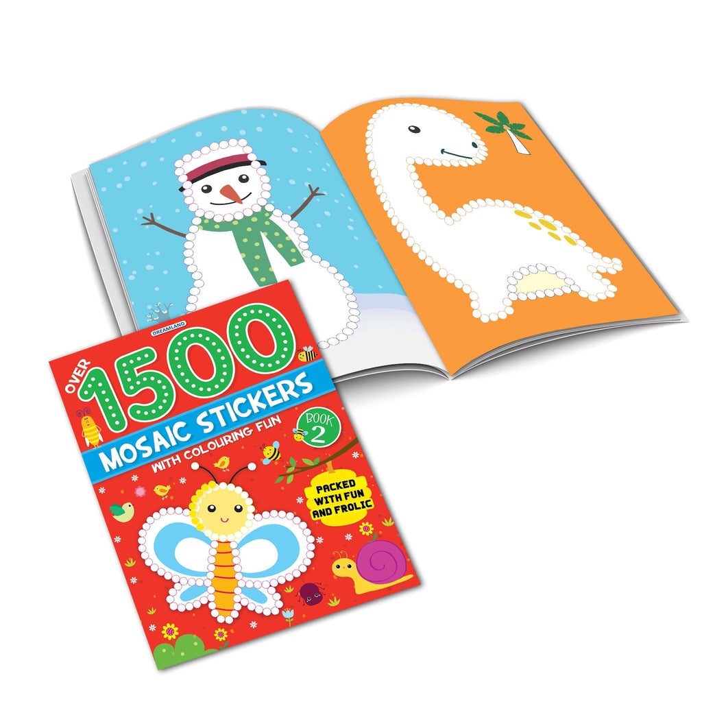 Dreamland Publications 1500 Mosaic Stickers with Colouring Fun Books Pack - A Set of 4 Books - Distacart