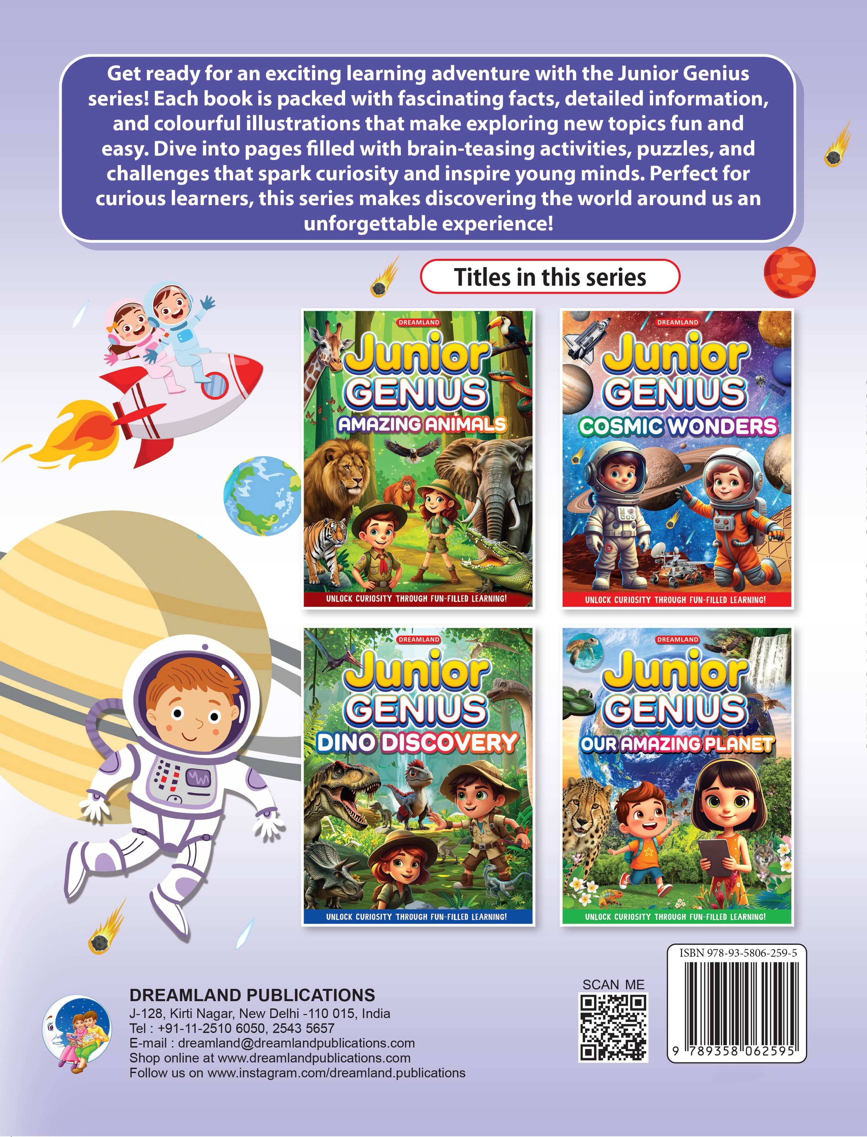 Dreamland Publications Junior Genius: Cosmic Wonders – A Fun-Filled Space Learning Book for Kids Age 7+ | Explore Planets, Stars, Rockets, and More Through Facts, Activities & Quizzes - Distacart