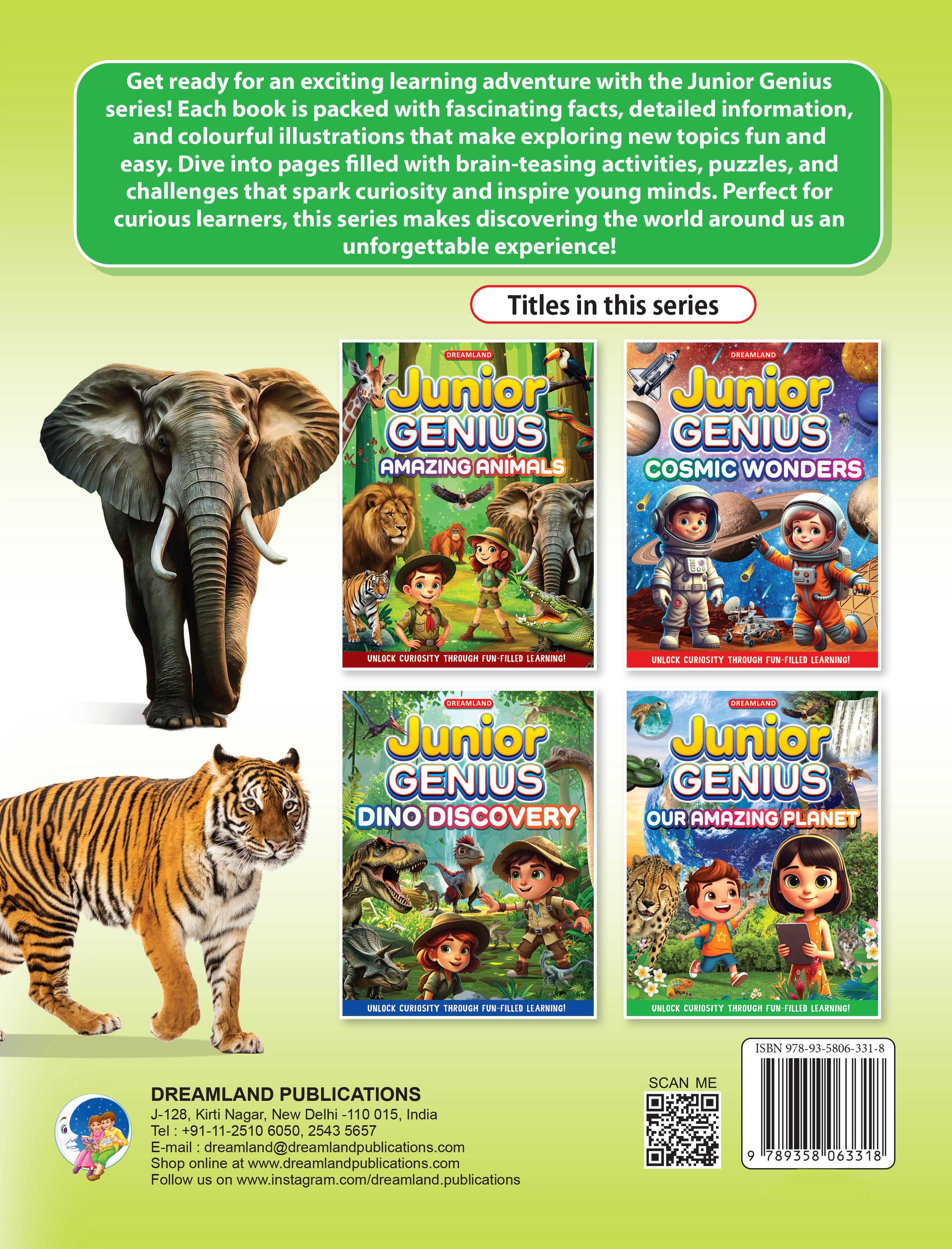 Dreamland Publications Junior Genius: Amazing Animals – A Fun-Filled Learning Book for Kids Age 7+ | Discover Incredible Creatures with Facts, Activities, and Puzzles - Distacart