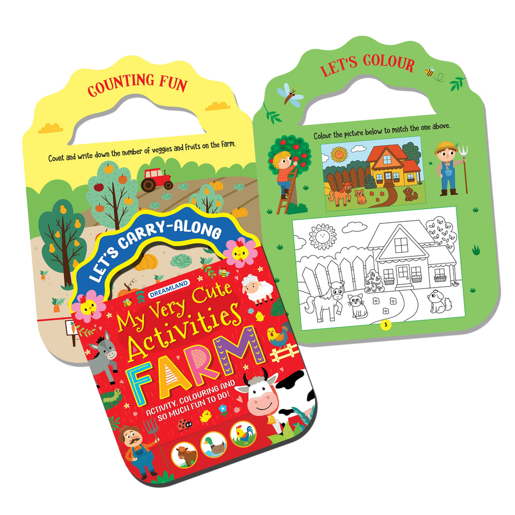 Dreamland Publications Farm- Let's Carry-Along Activity, Colouring Book for Kids Age 3 -8 years (My Very Cute Activities Series) - Distacart