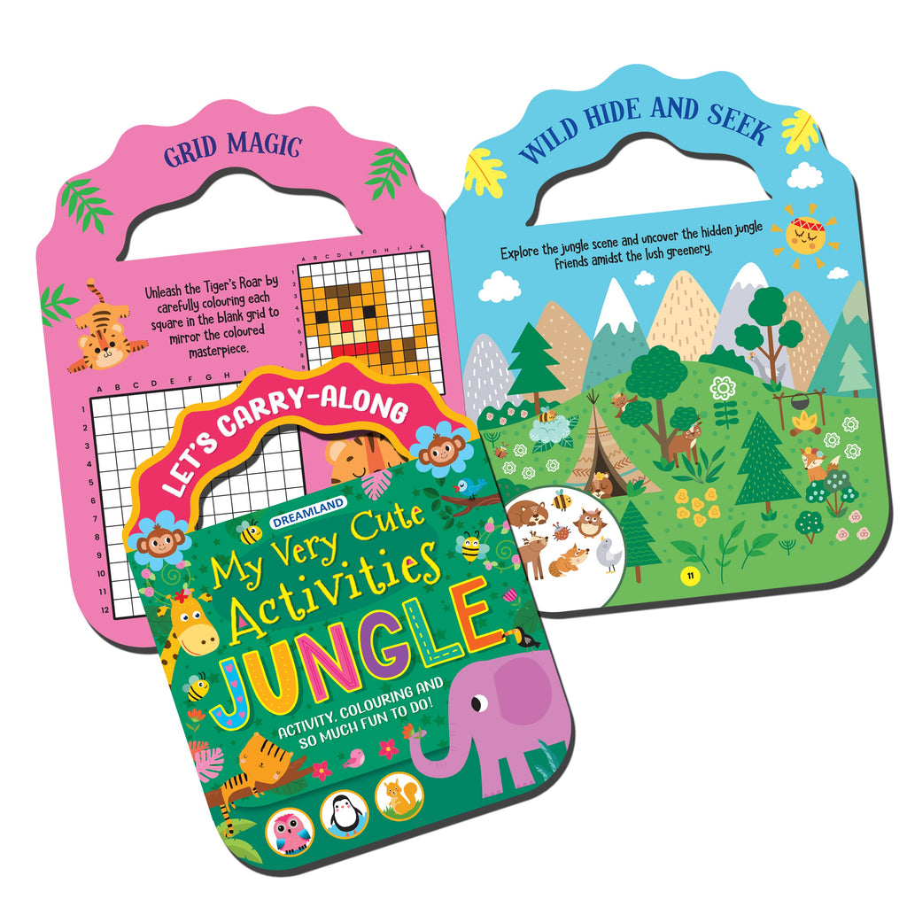 Dreamland Publications Jungle- Let's Carry-Along Activity, Colouring Book for Kids Age 3 -8 years (My Very Cute Activities Series) - Distacart