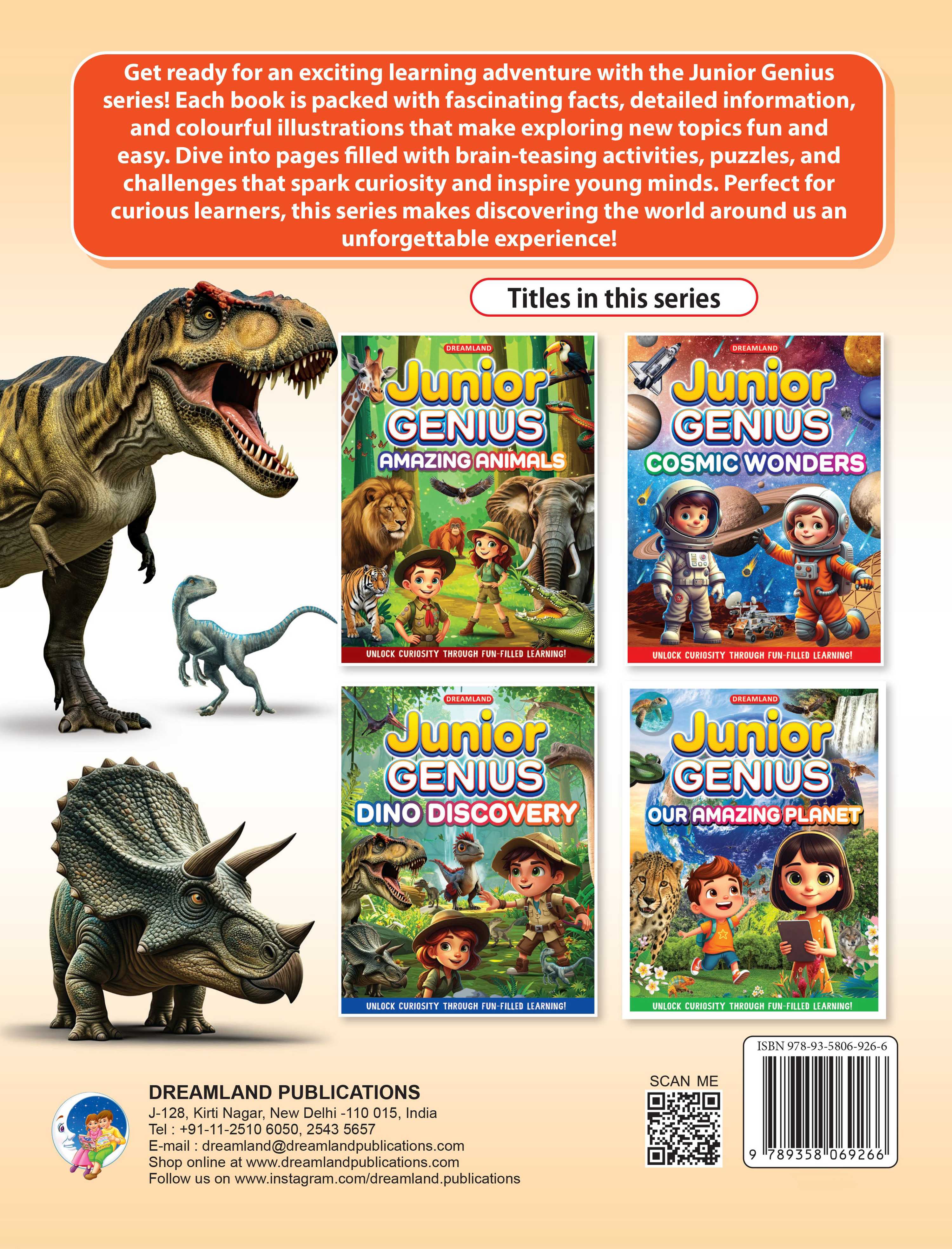 Dreamland Publications Junior Genius: Dino Discovery – A Fun-Filled Learning Book for Kids Age 7+ | Explore the World of Dinosaurs with Facts, Games, Puzzles - Distacart