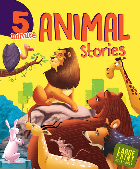 5 Minute Animal Stories : Large Print - Om Books