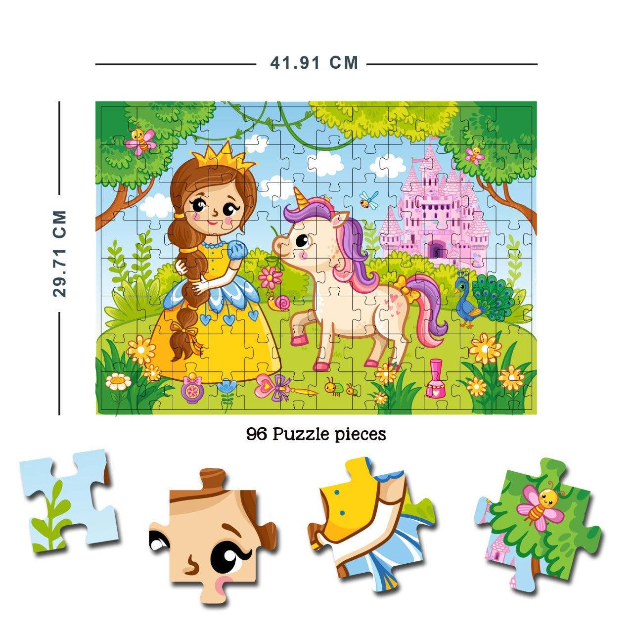 Dreamland Publications Little Princess Jigsaw Puzzle for Kids – 96 Pcs | With Colouring & Activity Book and 3D Model - Distacart