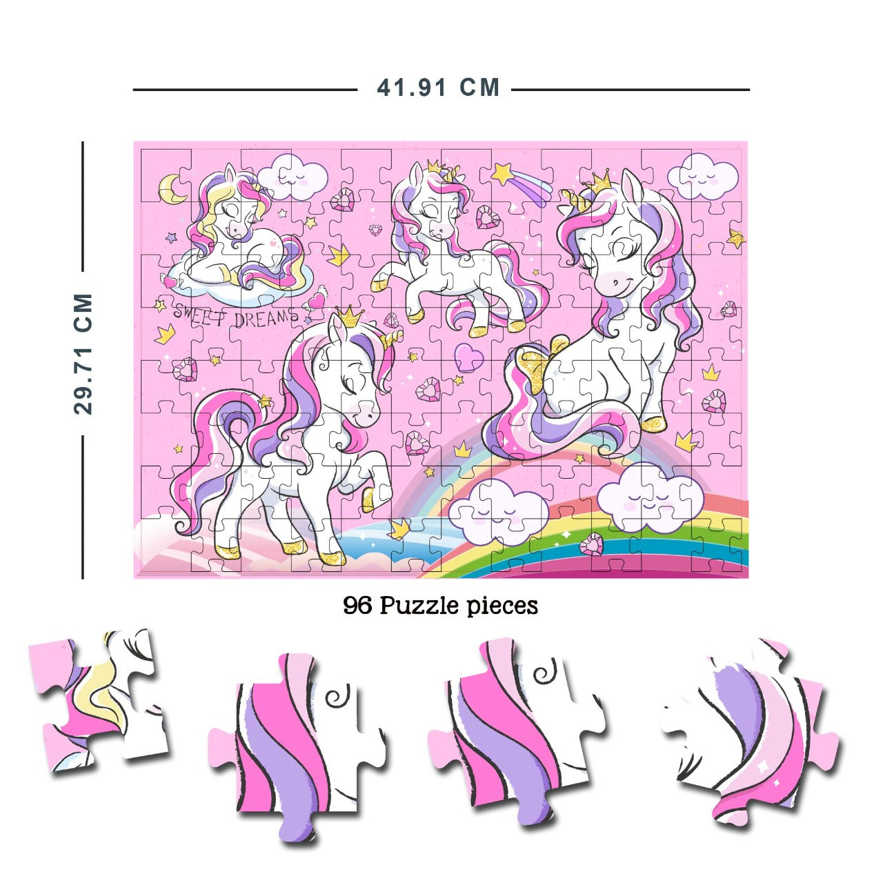 Dreamland Publications Magical Unicorn Jigsaw Puzzle for Kids – 96 Pcs | With Colouring & Activity Book and 3D Model - Distacart