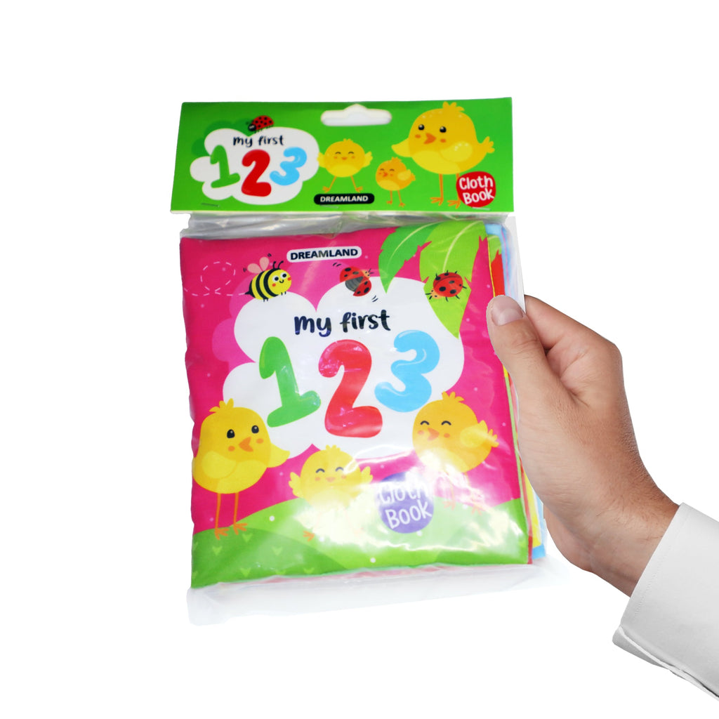Dreamland Publications Baby My First Cloth Book 123 with Squeaker and Crinkle Paper, Non-Toxic Early Educational Toy for Toddler, Infants - Distacart