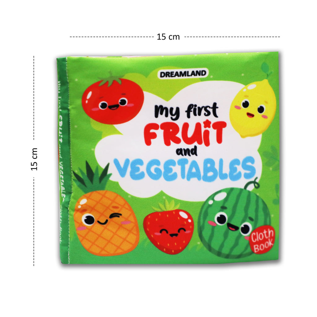 Dreamland Publications Baby My First Cloth Book Fruit and Vegetables with Squeaker and Crinkle Paper, Non-Toxic Early Educational Toy for Toddler, Infants - Distacart