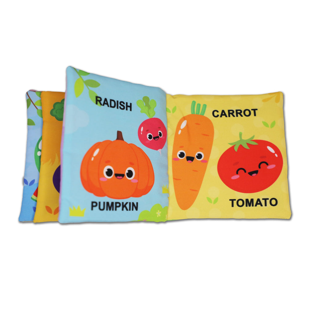 Dreamland Publications Baby My First Cloth Book Fruit and Vegetables with Squeaker and Crinkle Paper, Non-Toxic Early Educational Toy for Toddler, Infants - Distacart