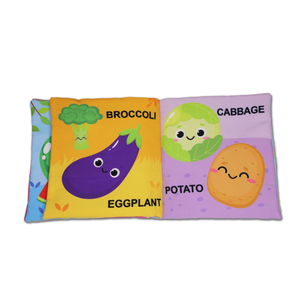 Dreamland Publications Baby My First Cloth Book Fruit and Vegetables with Squeaker and Crinkle Paper, Non-Toxic Early Educational Toy for Toddler, Infants - Distacart
