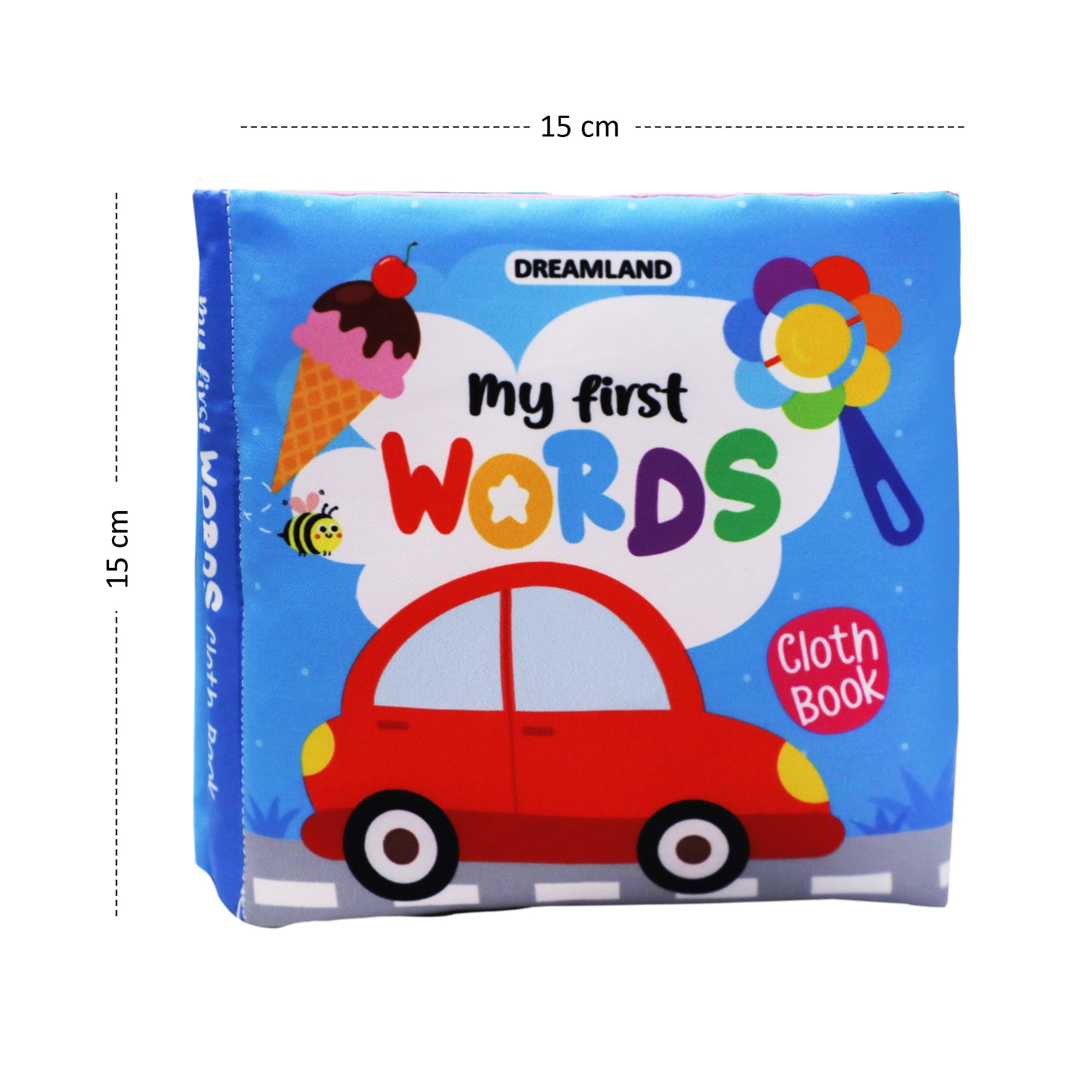 Dreamland Publications Baby My First Cloth Book First Words with Squeaker and Crinkle Paper, Non-Toxic Early Educational Toy for Toddler, Infants - Distacart