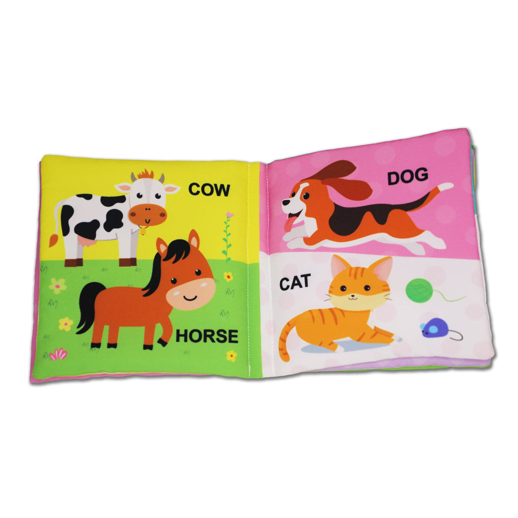 Dreamland Publications Baby My First Cloth Book First Words with Squeaker and Crinkle Paper, Non-Toxic Early Educational Toy for Toddler, Infants - Distacart