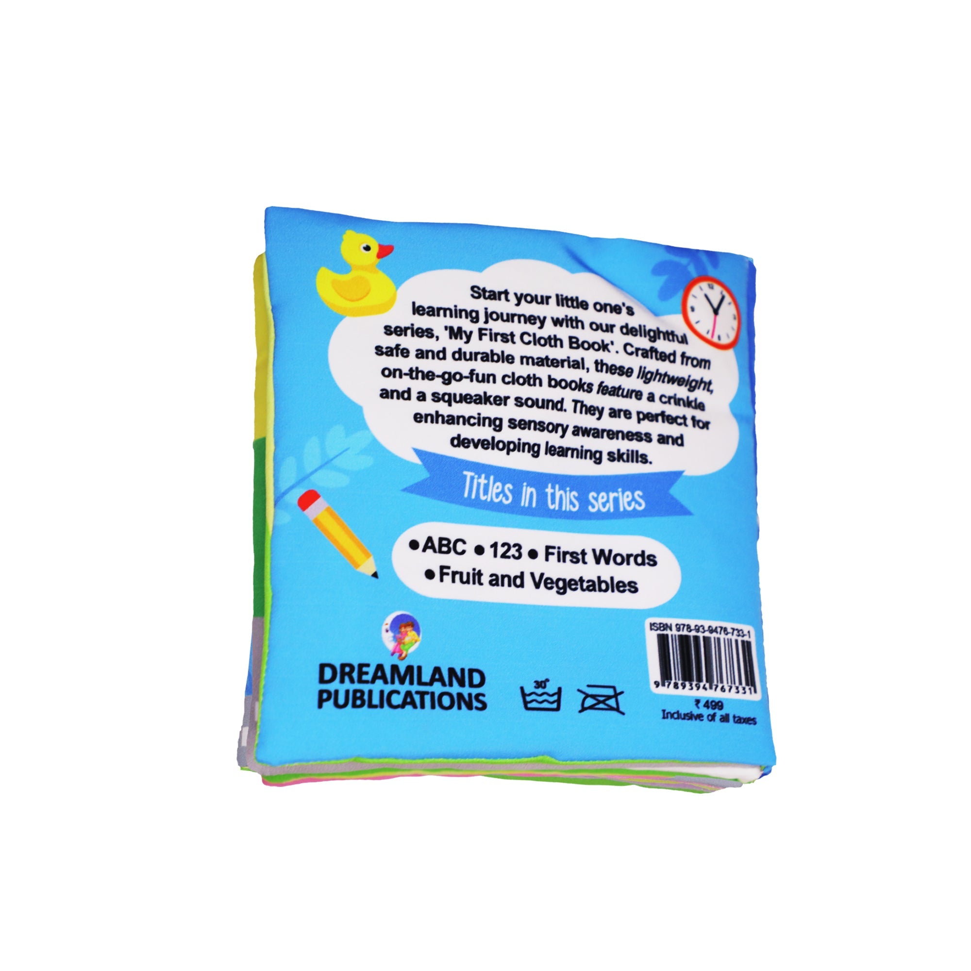 Dreamland Publications Baby My First Cloth Book First Words with Squeaker and Crinkle Paper, Non-Toxic Early Educational Toy for Toddler, Infants - Distacart