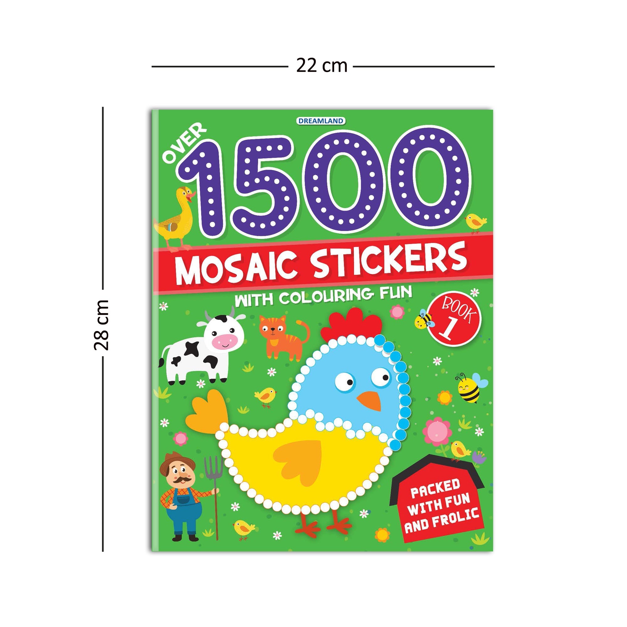 Dreamland Publications 1500 Mosaic Stickers Book 1 with Colouring Fun - Sticker Book for Kids Age 4 - 8 years - Distacart